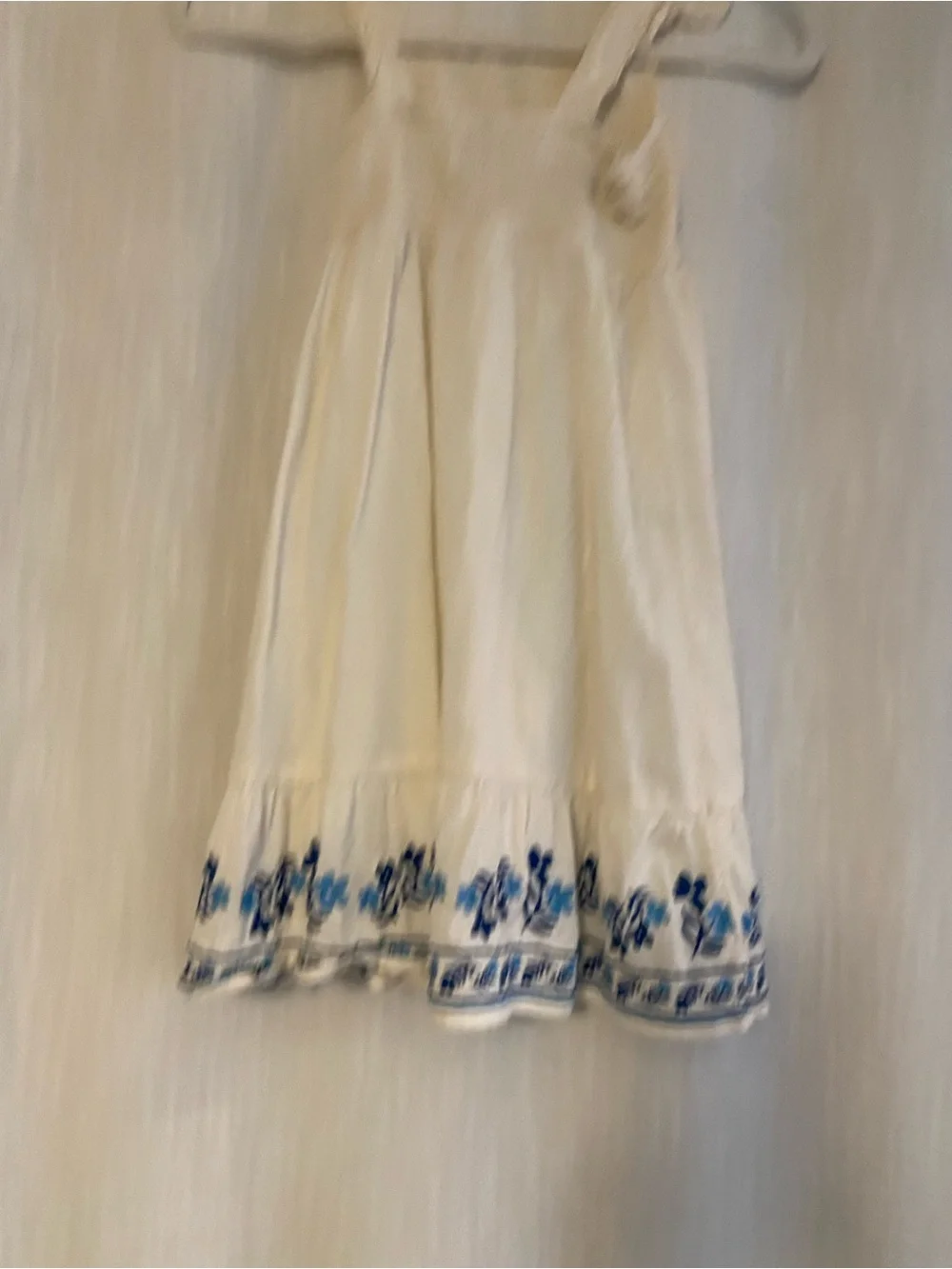 Old Navy Cream Sundress with Blue Floral Embroidery